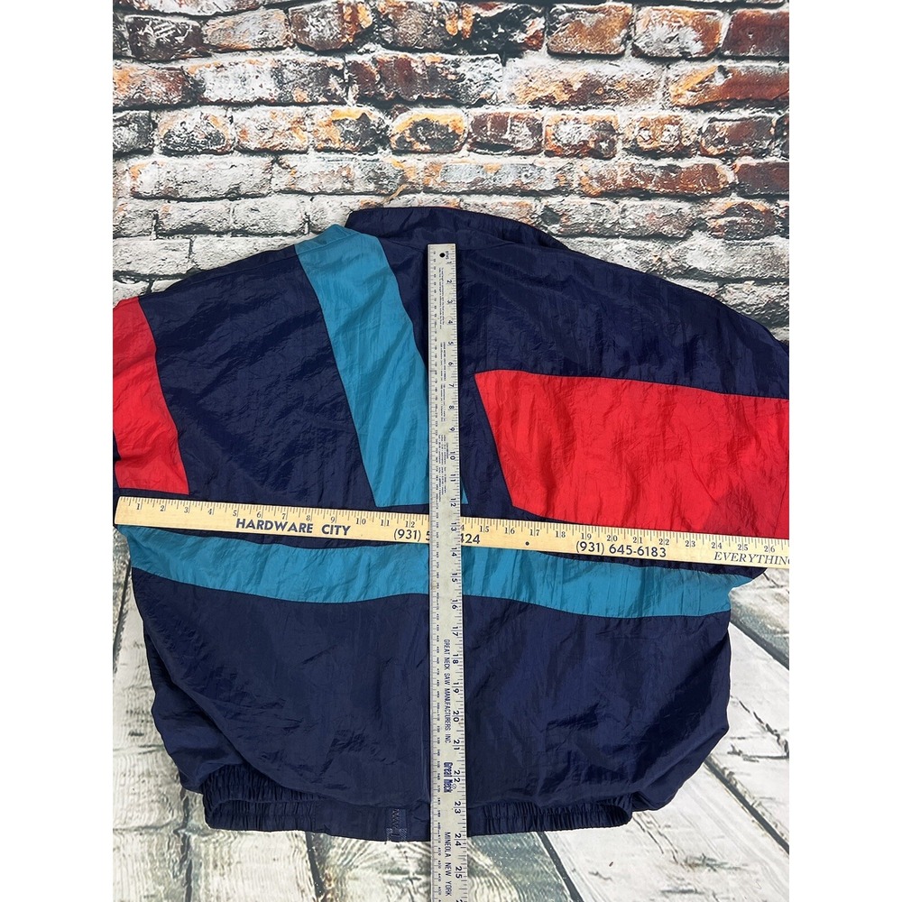 Vtg AVIAT SPORTIF Red Purple Blue TRACK JACKET Windbreaker COLORBLOCK Nylon Sz M - Picture 6 of 6